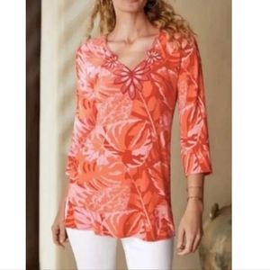 Soft Surroundings Del Rio Beautifully Embellished Tunic Top XLarge